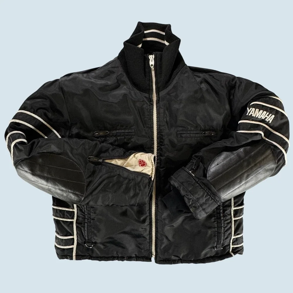 Vintage Yamaha Insulated Racing Jacket Men's XL Black Motorcycle 70s 80s